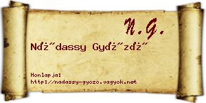 Nádassy Győző névjegykártya